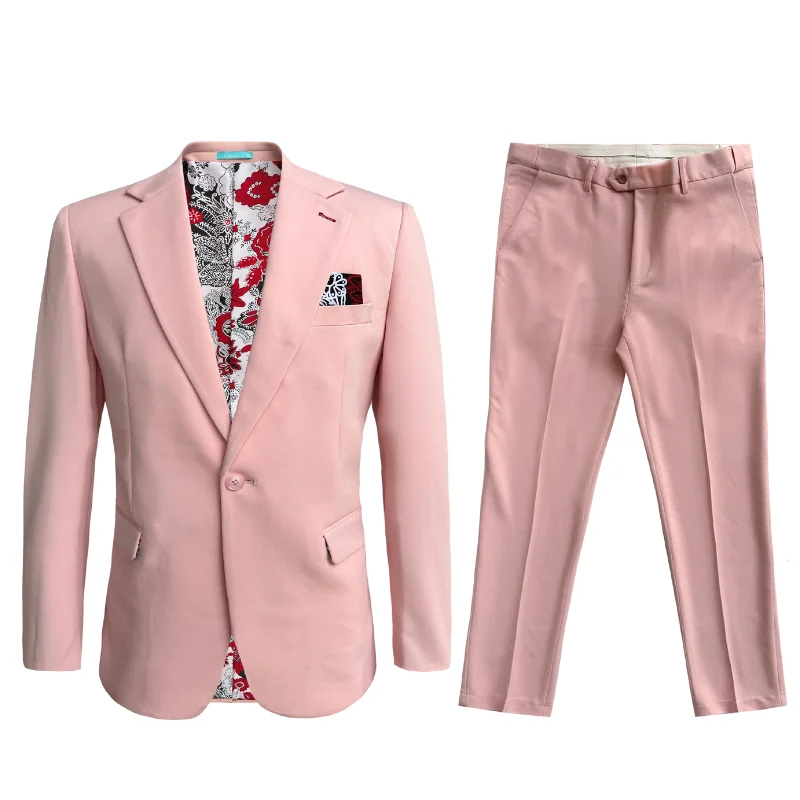 Men's Cotton-Stretch Fashion Suit Pink S9010