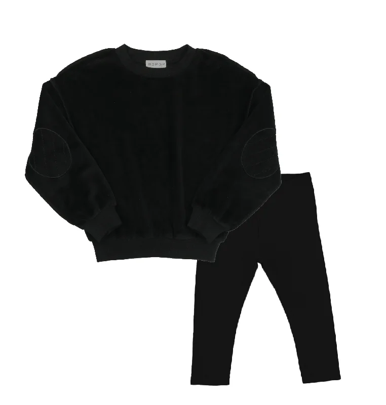 Bopop Black Velour Baby Boy Set