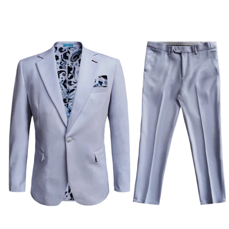 Men's Cotton-Stretch Fashion Suit Silver S9010