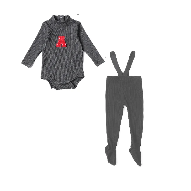 Anecdote Charcoal Boy Graphic Baby Boy Set (straps are black)