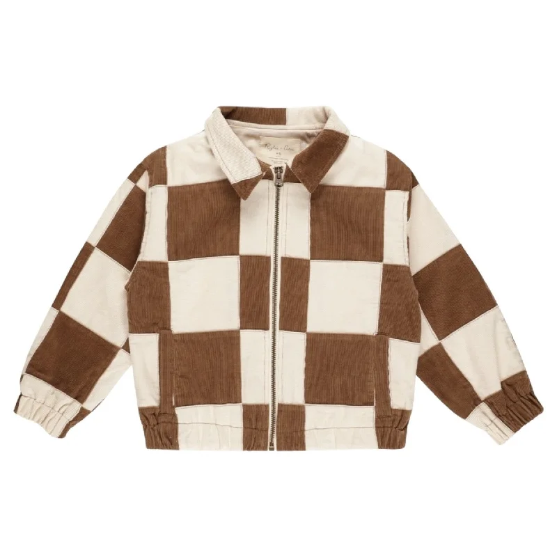 SADDLE CHECKERED CORD BOMBER JACKET (UNISEX)