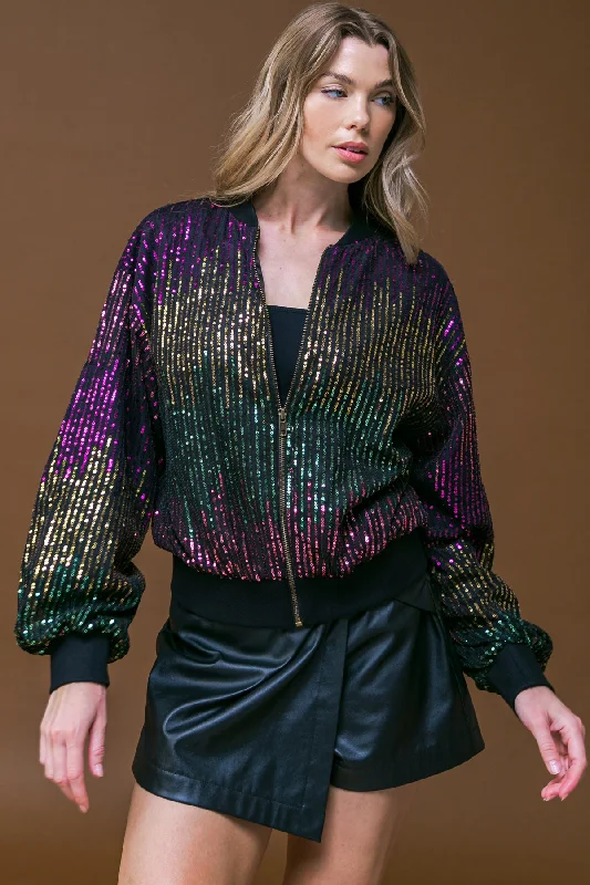 ENTERTAIN ME SEQUIN BOMBER JACKET