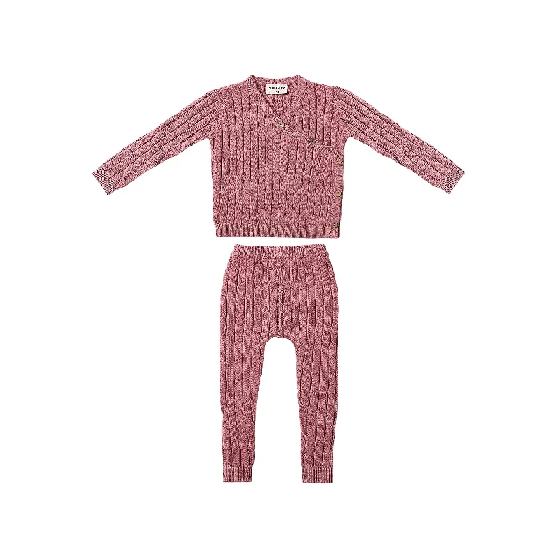 Zeebra Kids Dusty Pink Cable Knit Wrap Set