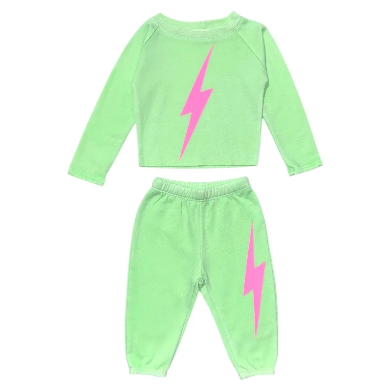 LIGHTNING BOLT NEON SWEATSHIRT AND SWEATPANTS SET