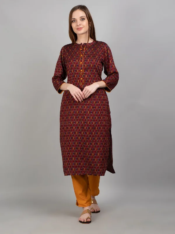 Women Maroon Geometric Kurta With Trouser