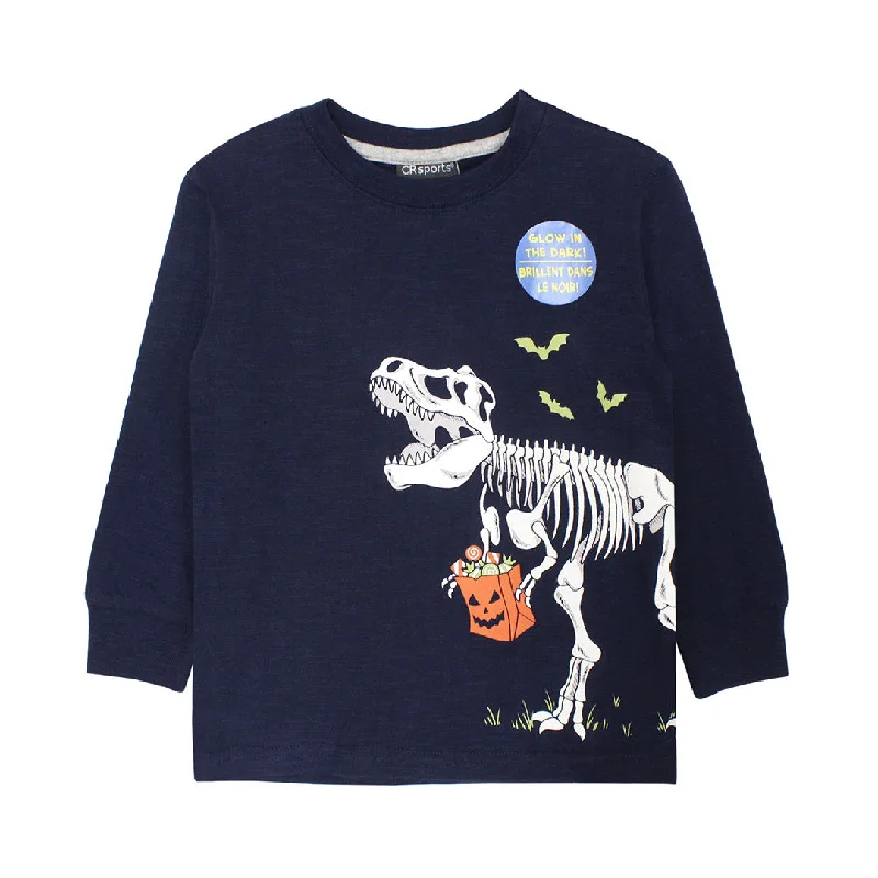 Boys Halloween T-Rex Skeleton Shirt