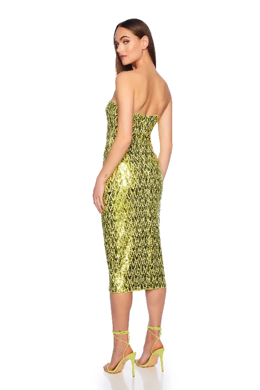 feather sequin tube dress 30"