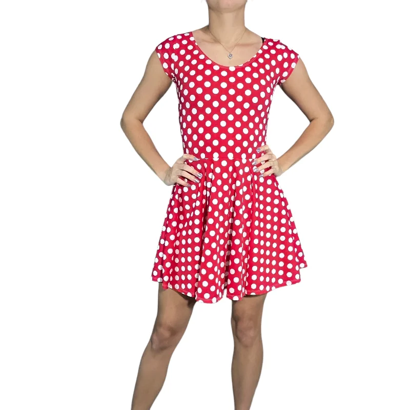 Red & White Polka Dot Cap Sleeve Skater Dress | Minnie Spandex Dress