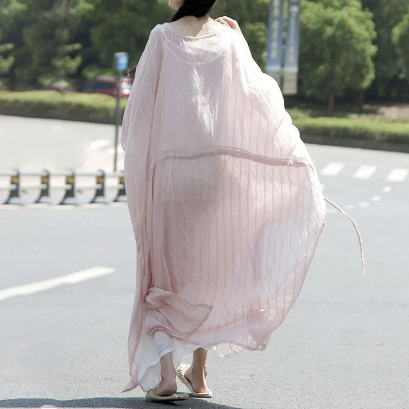 Pink Baggy Summer Cotton Dresses For Women