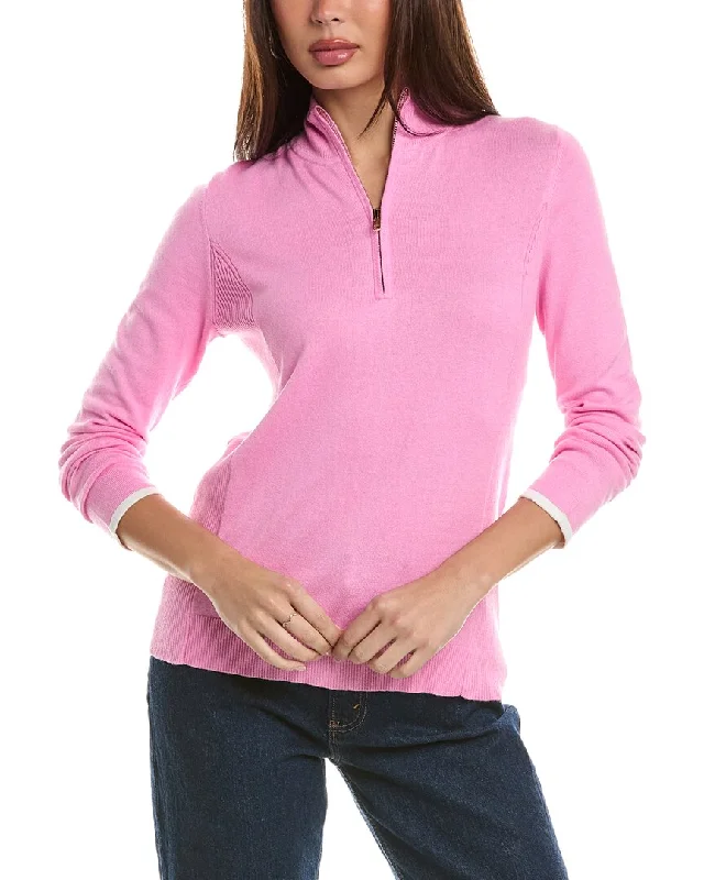 Hannah Rose Tee Time Cashmere-Blend 1/4-Zip Pullover