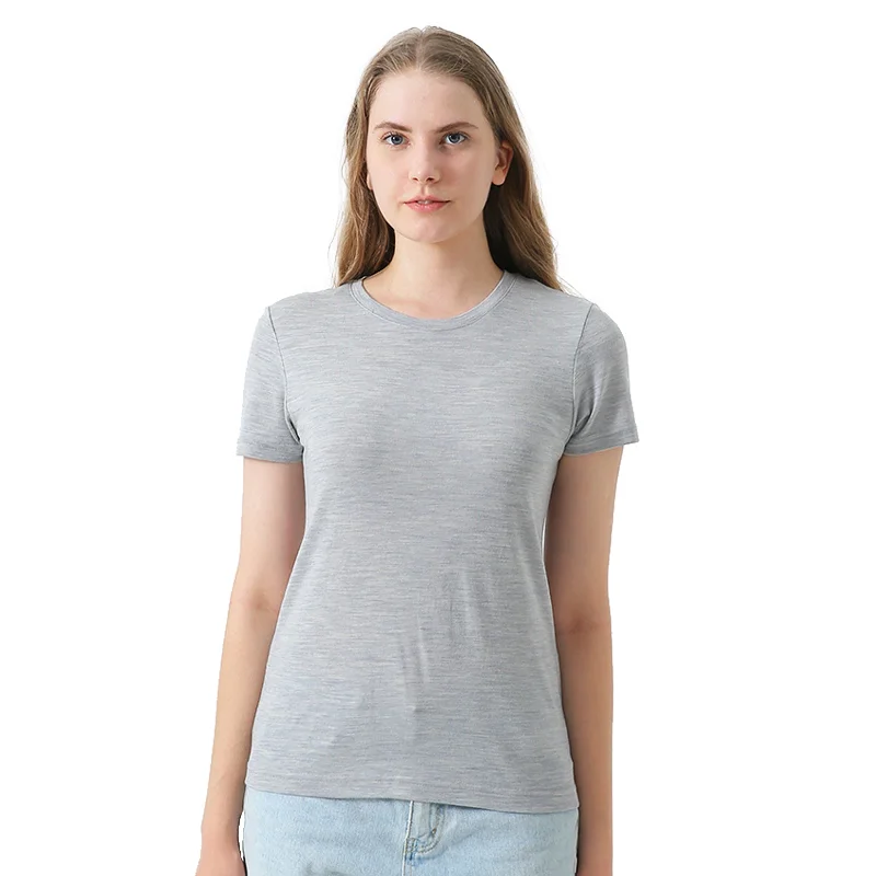 Women's Merino 170g Classic Short Sleeve T-Shirt Light Grey