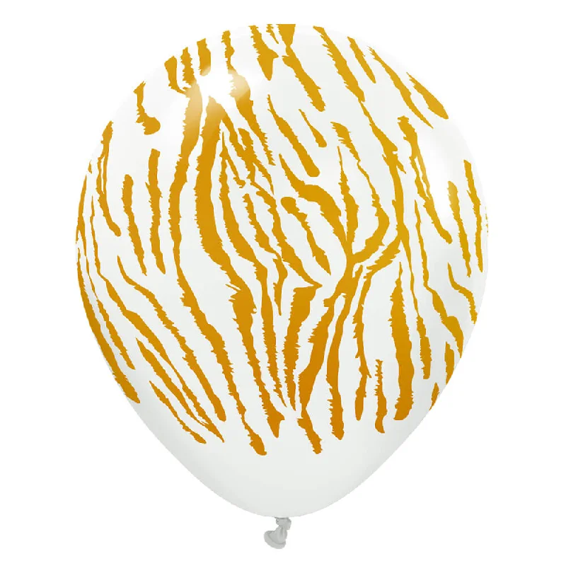 12 inch KALISAN SAFARI TIGER - WHITE W/ GOLD INK