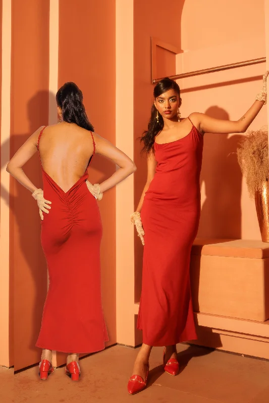 Kourtney Backless Cherry Dress