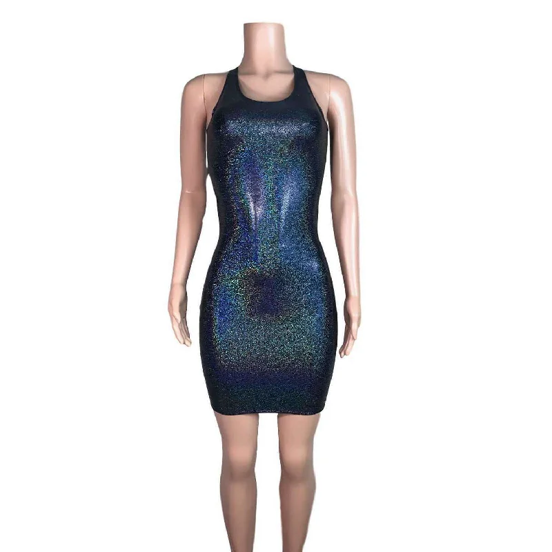 Black Holographic Bodycon Dress