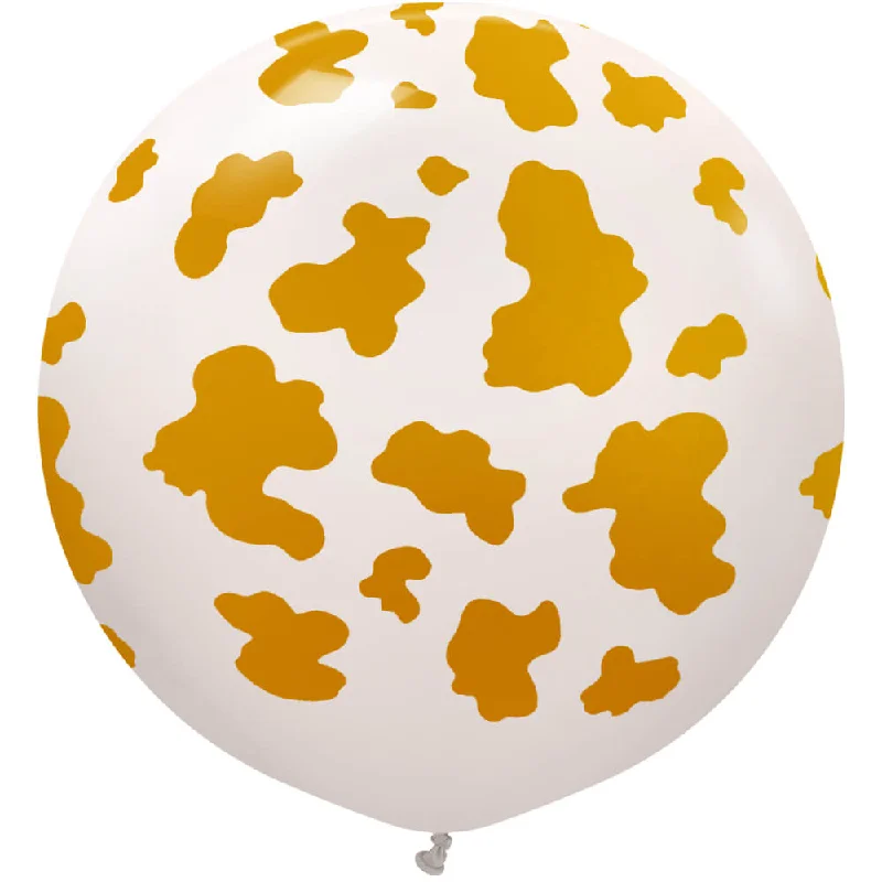 24 inch KALISAN SAFARI COW - WHITE SAND W/ GOLD INK