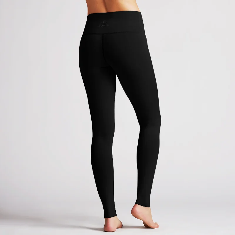 Solid Black High Waist Reversible Womens Leggings