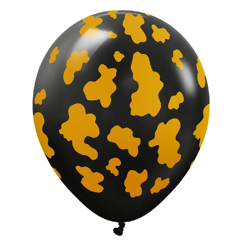 12 inch KALISAN SAFARI COW - BLACK W/ GOLD INK