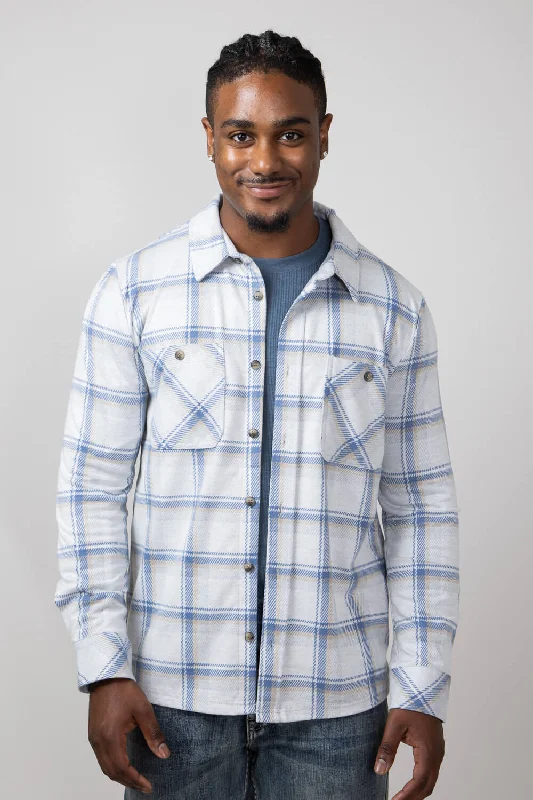 Thread & Supply Clark Shirt for Men in Cream Blue Plaid | T3184PVXTM-CREAMBLUEPLAID