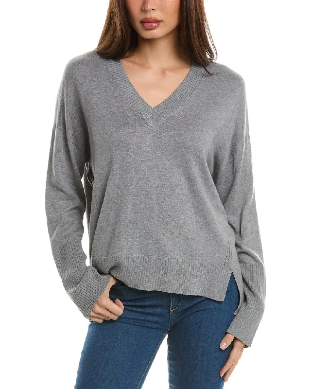 Hannah Rose High-Low Cashmere-Blend Sweater