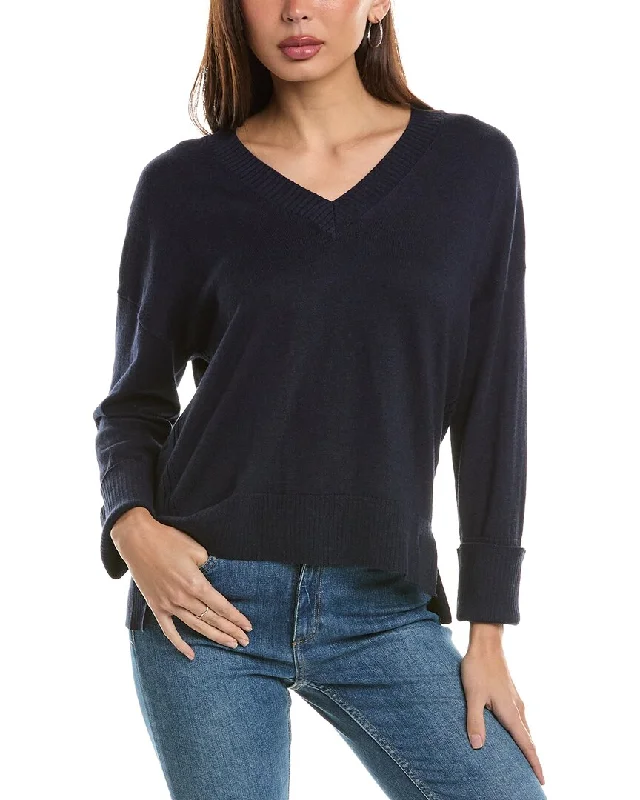 Hannah Rose High-Low Cashmere-Blend Sweater