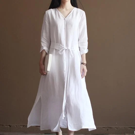 Nude linen dresses flowy linen maxi dress oversize linen clothing