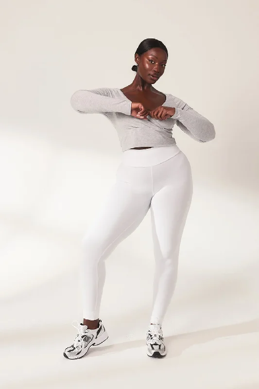 Lightweight Everyday High Waisted Leggings - White