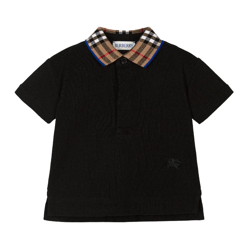 Black Logo Check Polo Shirt