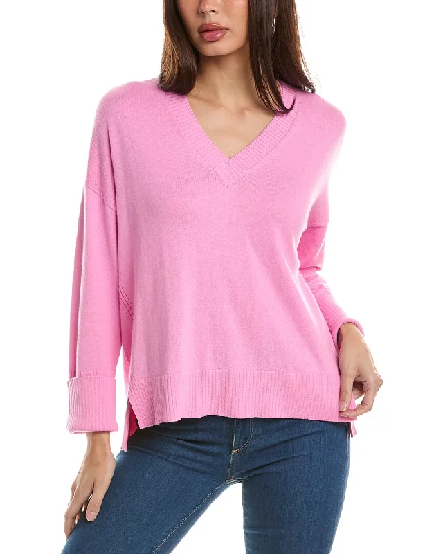 Hannah Rose High-Low Cashmere-Blend Sweater