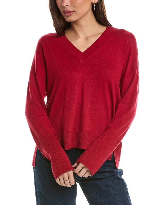 Hannah Rose High-Low Cashmere-Blend Sweater