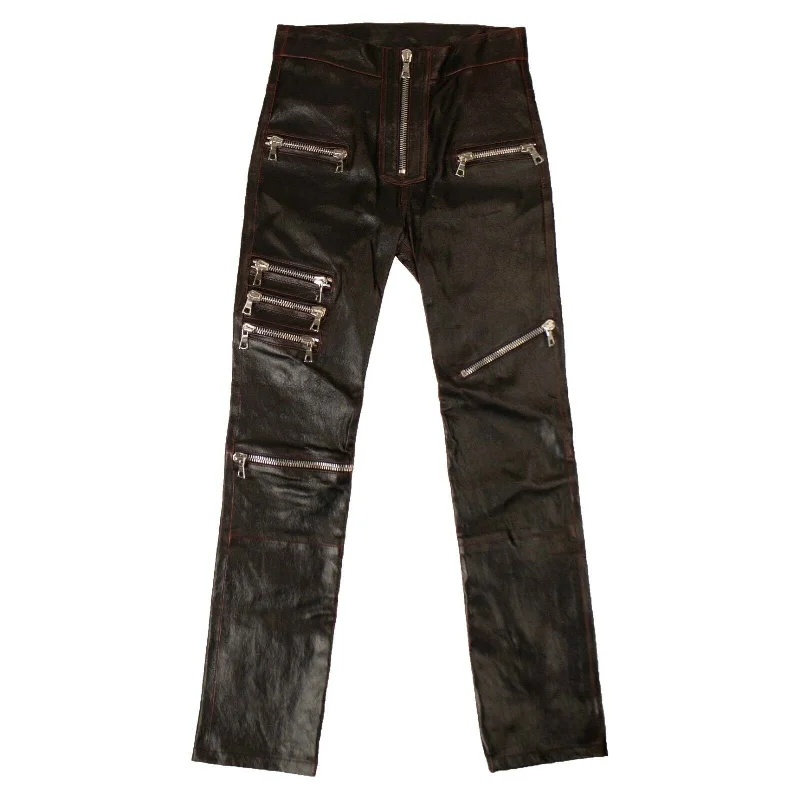 Unravel Project Leather Multi Zip Skinny Pants - Black