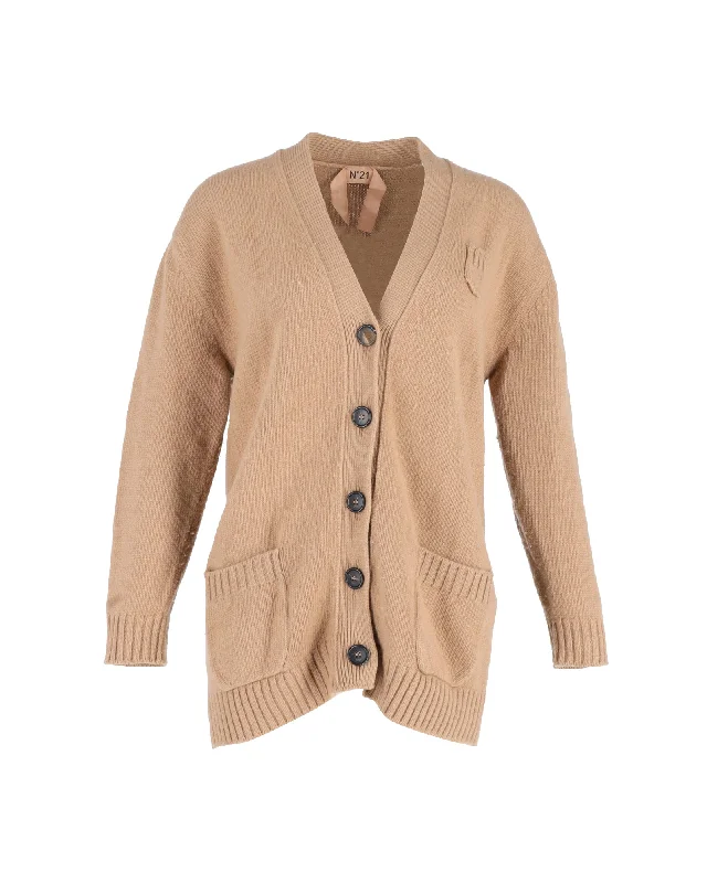 N21 Clover Cardigan in Light Brown Cotton