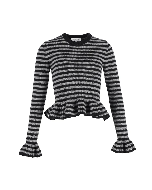 Michael Kors Striped Peplum Sweater in Multicolor Cashmere