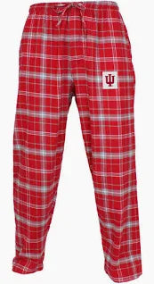 Indiana Hoosiers Adult Plaid Pajama Pants with White Logo