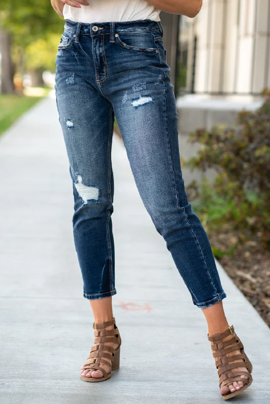 High Rise Distressed Mom Jeans