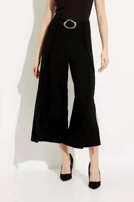 Belted Wide Leg Pant In Black