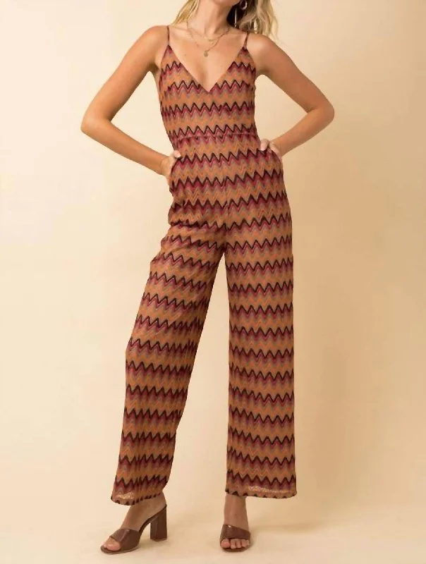 Crochet Chevron Jumpsuit In Multi