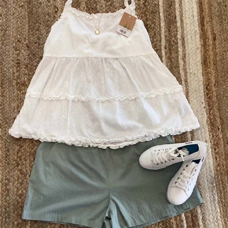 Curvy Size Casual Shorts With Pockets In Mint