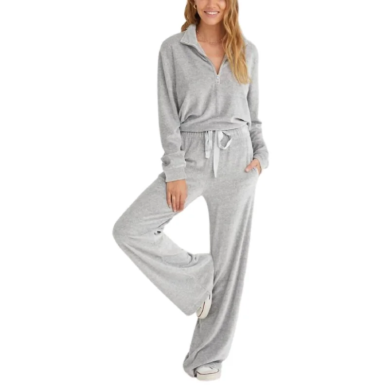 Easy Wide Leg Track Pants In Grey