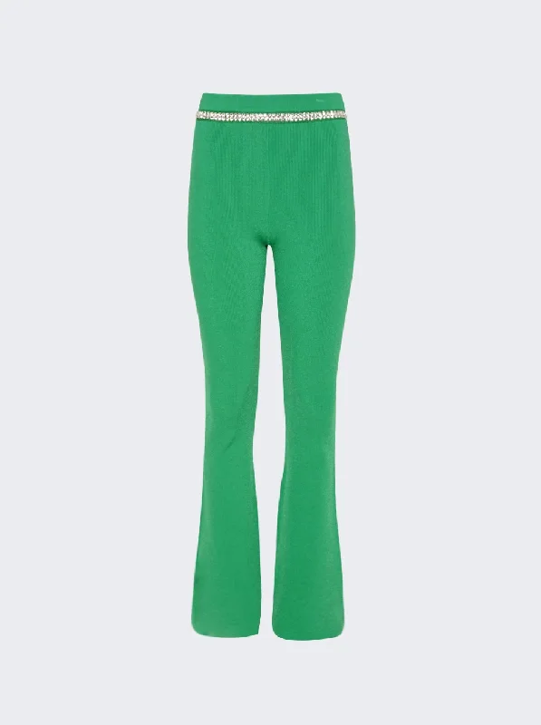 Embellished Knit Flared Trousers