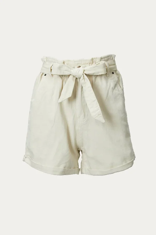 High-Rise Peplum Cotton-Twill Short In Ivory