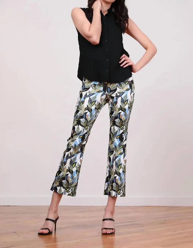 Lulu Crop Slim Straight With Pocket Dress Pant In Blue Multi