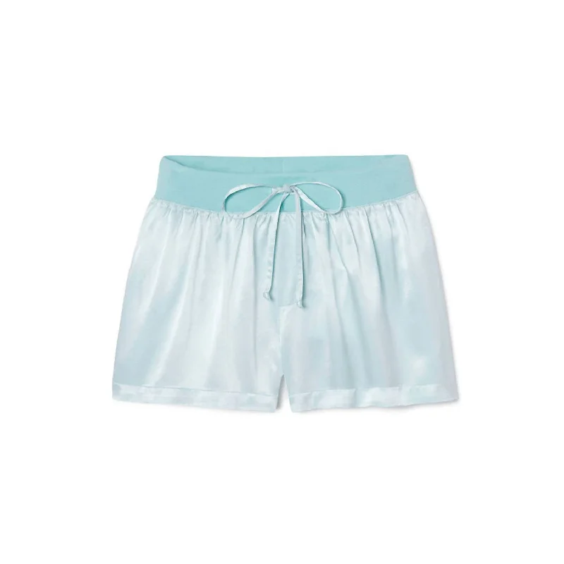 Mikel Satin Boxer Short With Draw String In Aqua