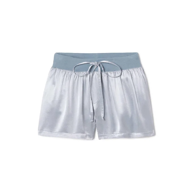 Mikel Satin Boxer Short With Draw String In Morning Blue