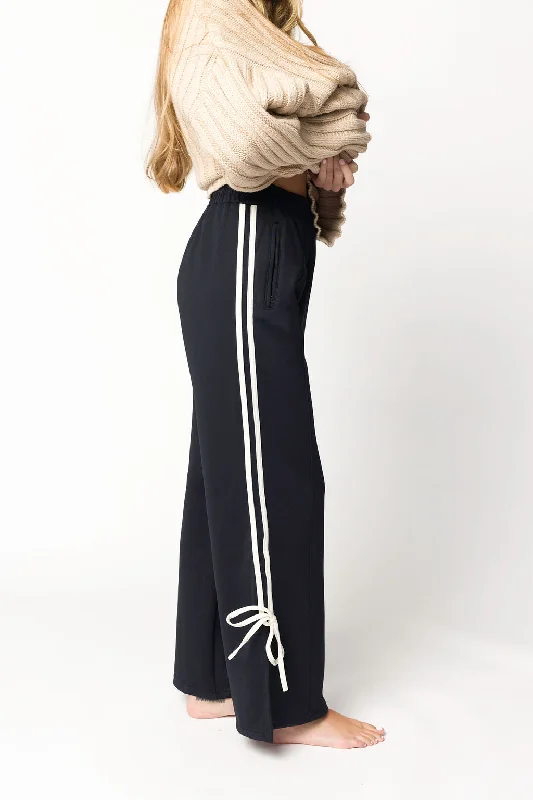 Murphy Track Pants with Bow Detail in Dark Navy/White