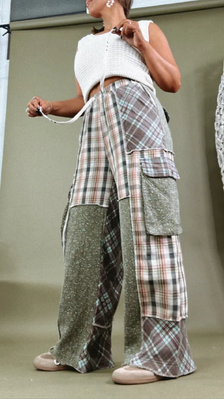 POL: Drifter Flannel Patchwork Wide Leg Pants