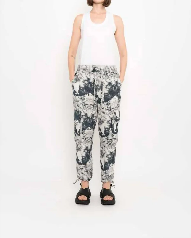 Printed Modal Sport Pant In White/black