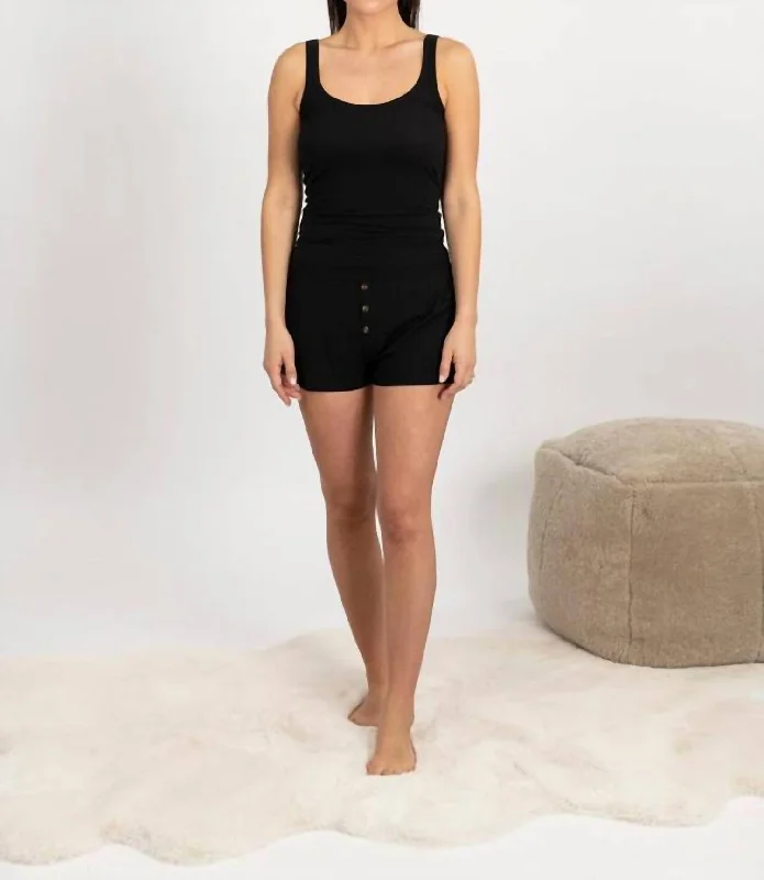 Ribbed Bamboo Shorts In Black