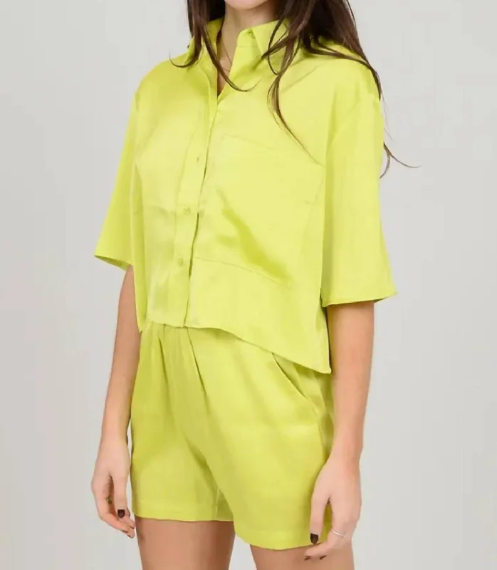 Satin Short In Sunnny Lime