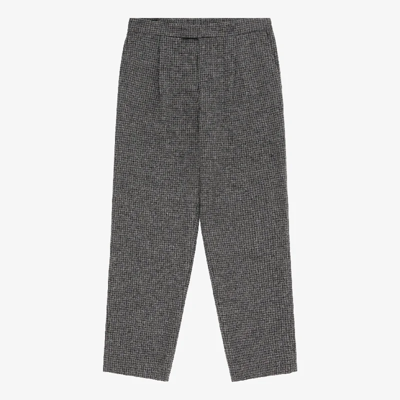 Single Pleated Check Wool Trouser