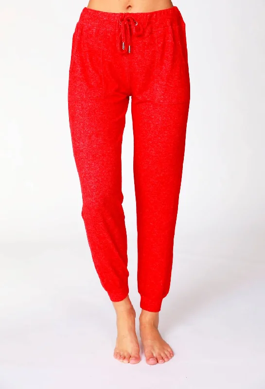 Soft Stretch Drawstring Jogger In Red